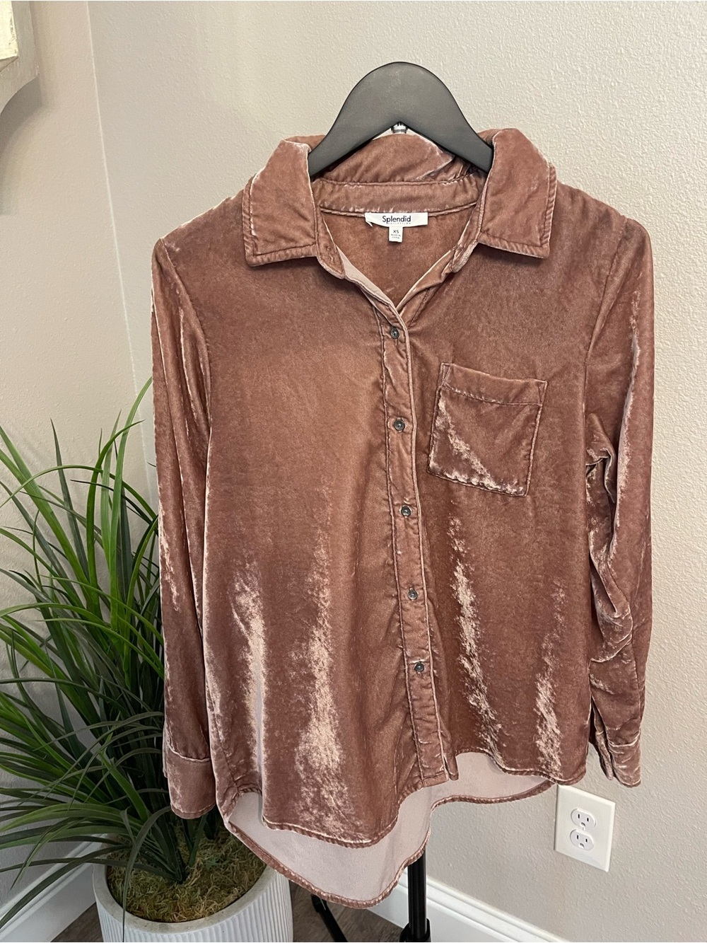 Splendid Velvet Button-Down Shirt